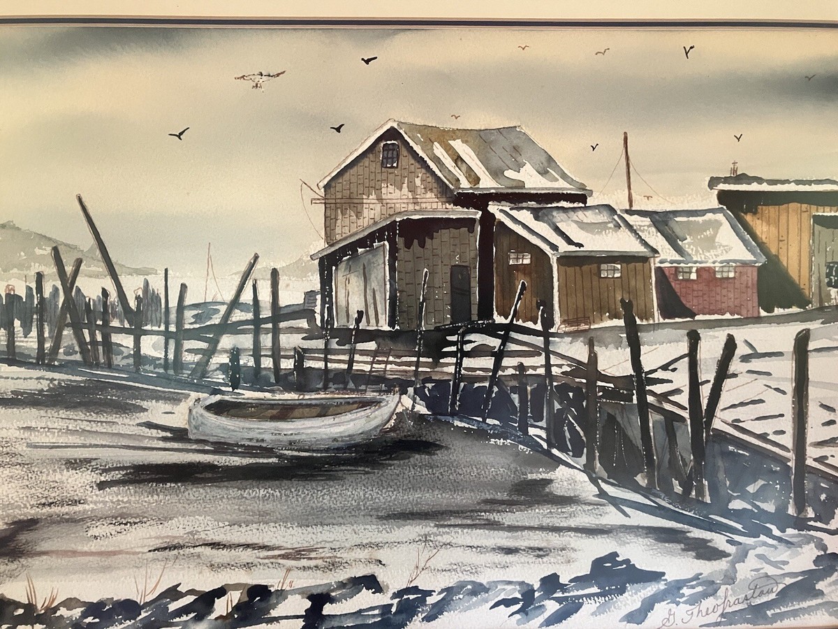 Original Artist Signed Watercolor Painting Boat G