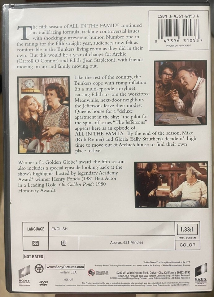 All In The Family - Complete Fifth 6th Season DVD - New & Sealed - FREE ...