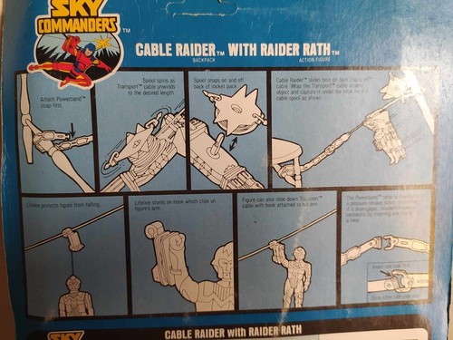 1987 Sky Commanders Cable Raider with Raider Rath by Kenner NOC - Picture 7 of 9
