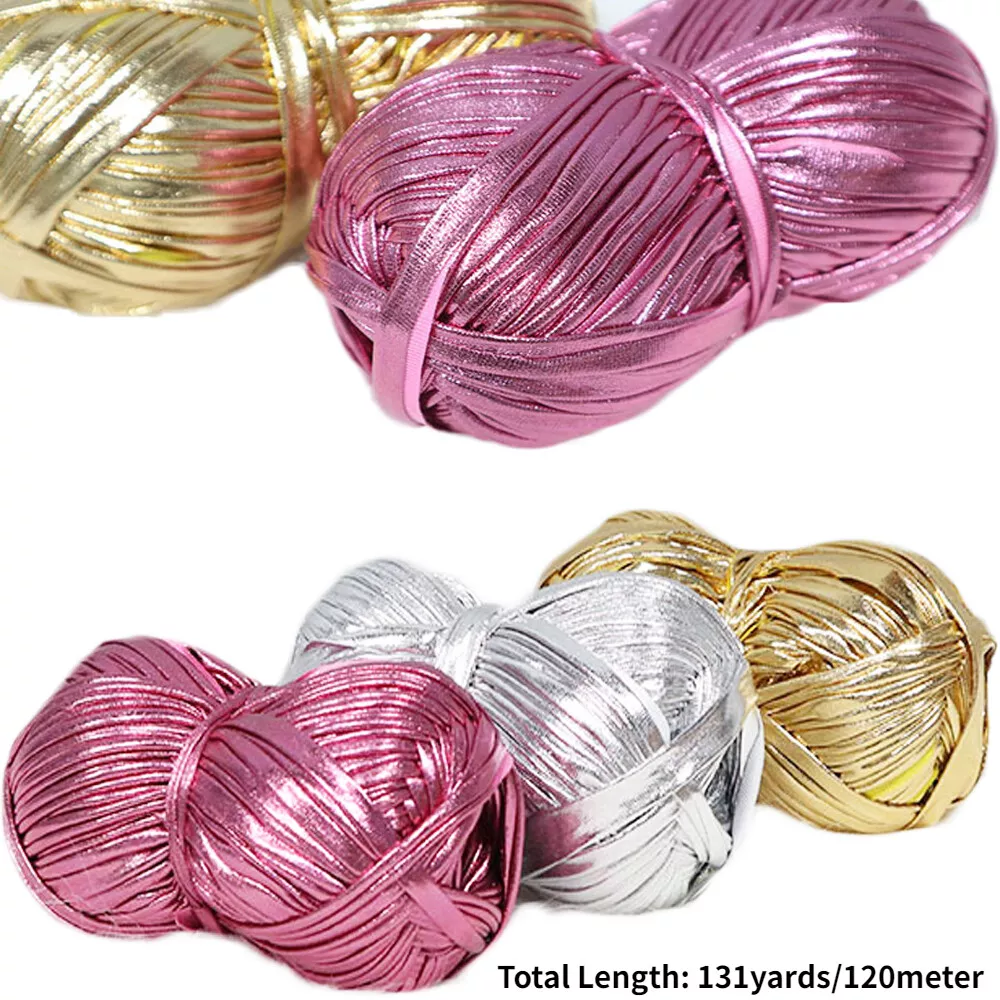 120M Metallic Texture T-Shirt Yarn Ball Shiny Knitting yarn for