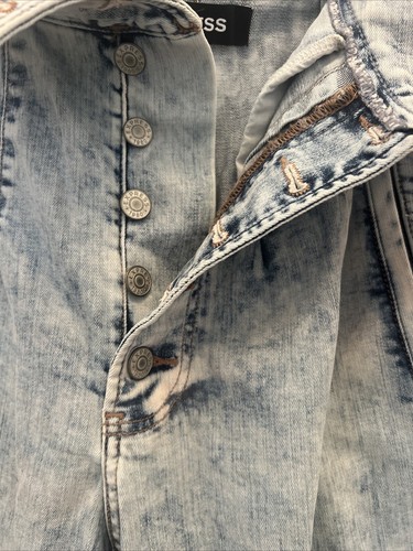 Express Tapered Ankle Denim Fold Over Jeans Button 4R Blue Acid Wash High Rise - Picture 4 of 10