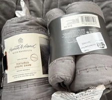 Hearth & Hand with Magnolia One Textured Stripe Standard Pillow Sham Gray 2 Pack