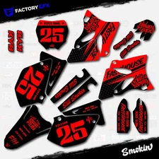 Black & Red Smokin Graphic Kit fits Yamaha Yz125 Yz250 06-14 Plates YZ 125 250