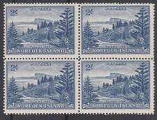 NORFOLK IS 1947-59 Ball Bay 2/- bloc de 4 couleurs modifiées MNH...............N239