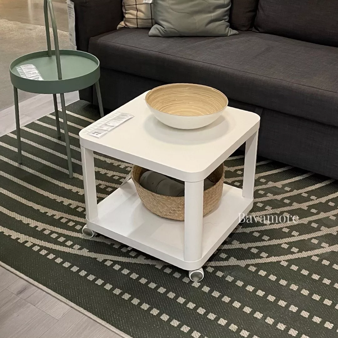 IKEA TINGBY Side table on casters white 19 5 8x19 5 8