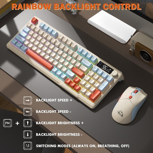 ZIYOU LANG T96 Wireless Dual BT/2.4G Gaming Keyboard & Mouse Combo Display - Picture 17 of 18