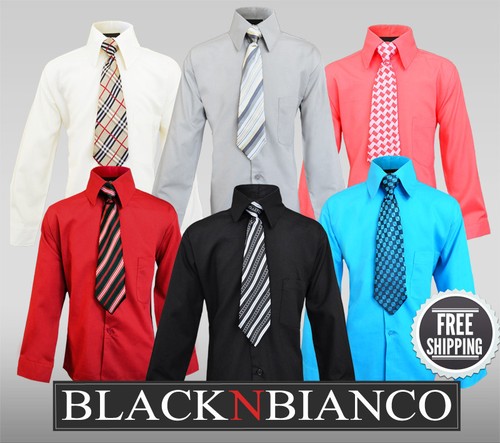 Chicos Botones Camisa de vestir con corbata a juego Conjunto Talla 2-14 |  eBay