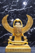 Egyptian Winged scarab, Winged scarab beetle figurine. scarab with sun disk