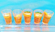 5 - Orange Juice Cups w/ Slices - MINI DOLL HOUSE ACCESSORIES