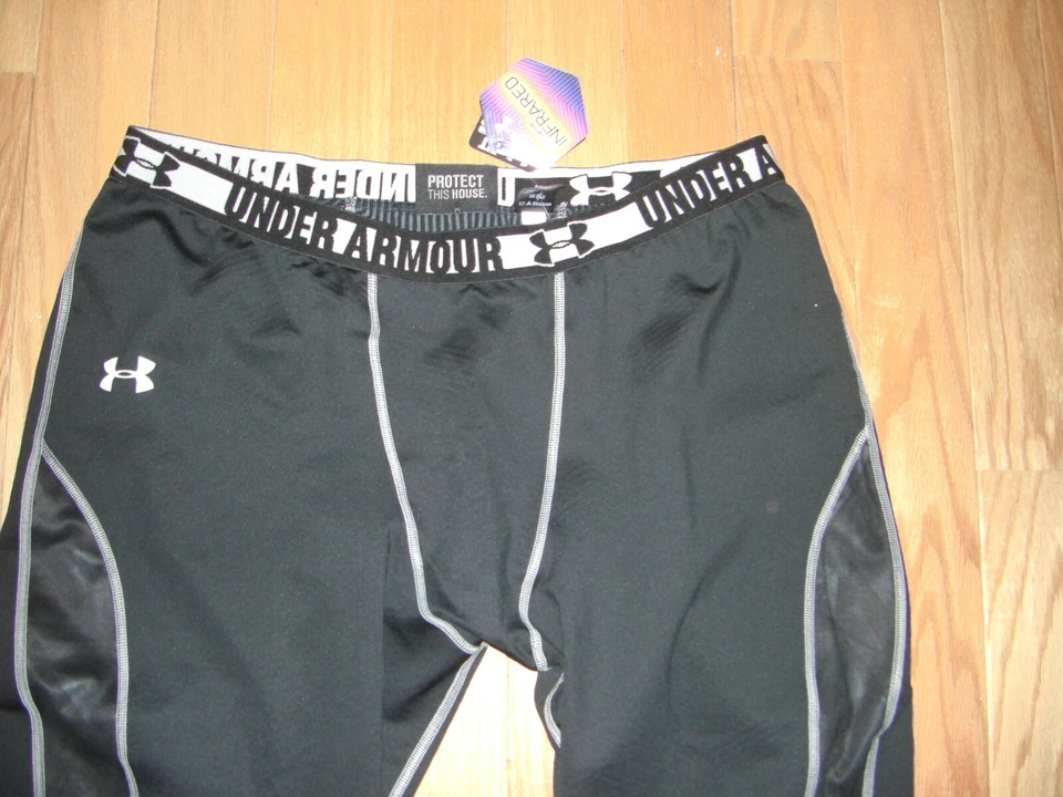 RARE~MENS~NWT~Under Armour Coldgear Infrared Black/Gray Evo Fitted Leggings~3XL  - Image 2 of 4