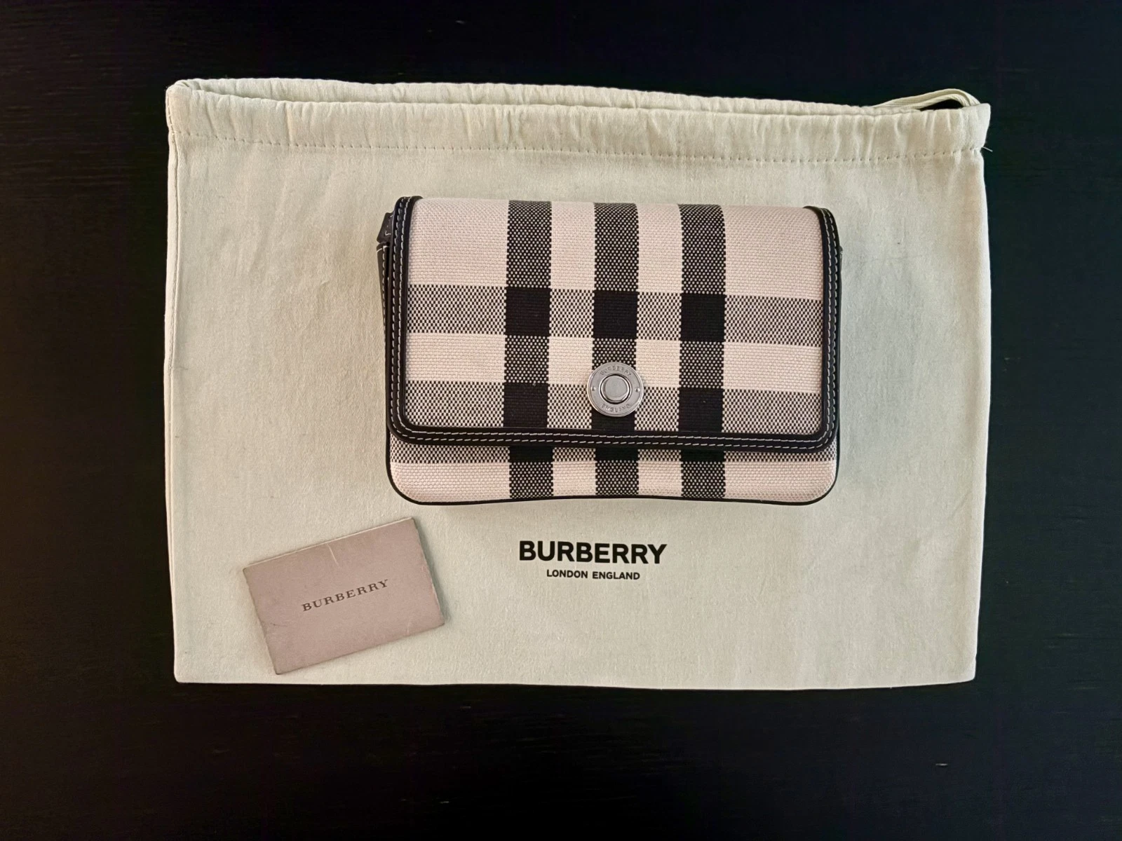 Burberry — Burberry Mini Check Cotton Jacquard Note Bag - Black/White