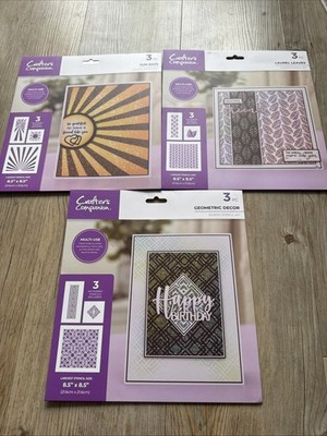 Crafters Companion Konvolut Kunststoff Schablonen Set Sonnenstrahlen Lorbeerblätter geometrisch