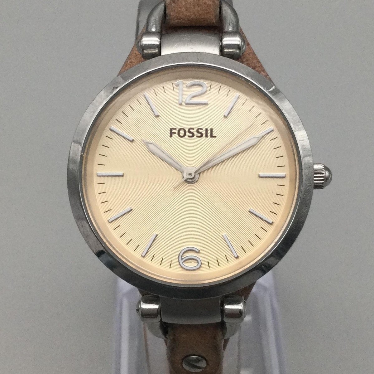 Fossil Womens Watch 32mm Silver Tone Brown Leather ES2830