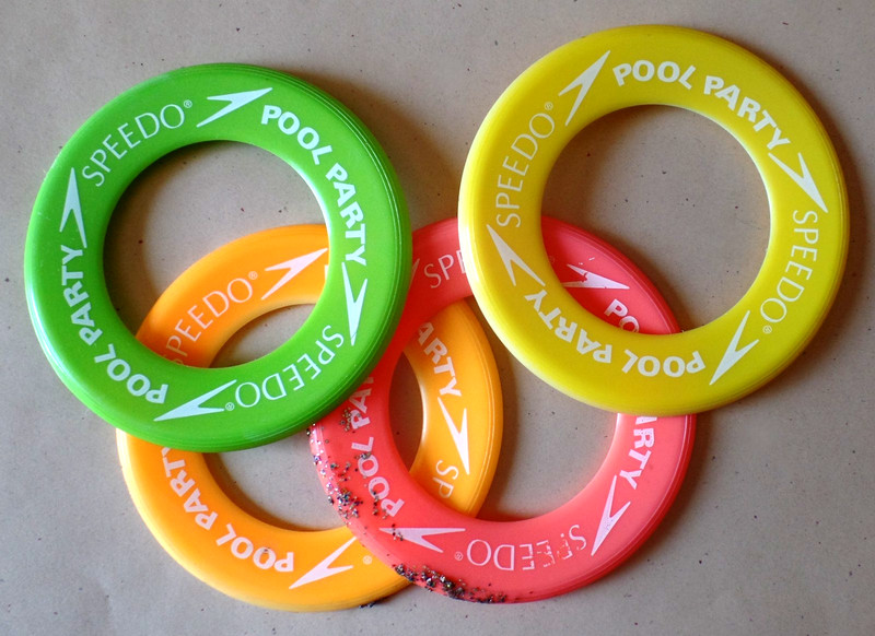 4 Vintage 1990's SPEEDO POOL PARTY Frisbee Flyers Green / Orange / Pink / Yellow