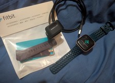 Fitbit Versa 2 Smart watch Rose Gold/Green Band (working with original charger)