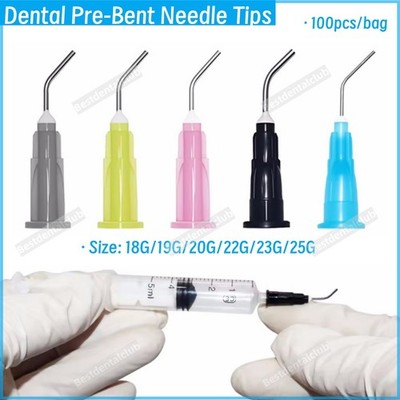 200Pcs Dental Delivery Tip Syringe Irrigation Tips Needle Etch Flow Resin 18~25G