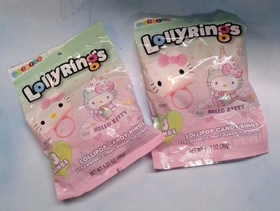 Hello Kitty LollyRings Candy Ring Lollipops 1.27oz Bag Lot of 2 bags