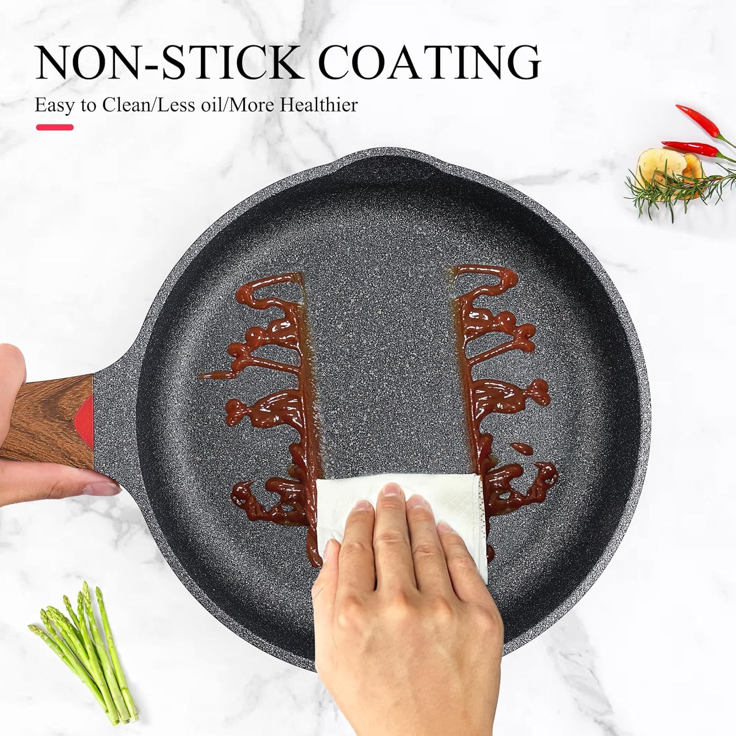 Vinchef Nonstick Frying Pan anti Scratch,9.5 Inch Skillet Cast Aluminum Cookware