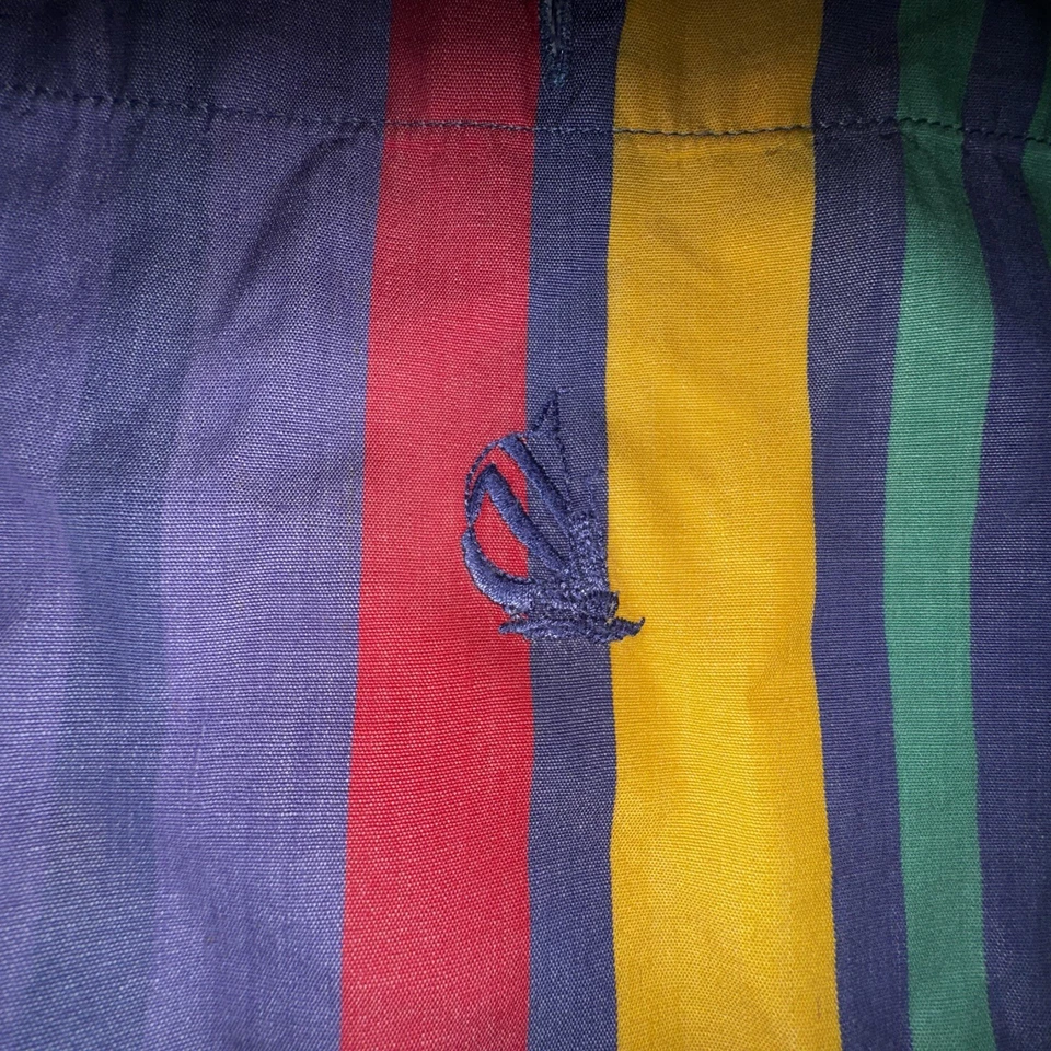 Camisa De Colección Años 90 Nautica Para Hombres Grande Arco Iris Rayas Manga Corta Botón Foto 4 de 4