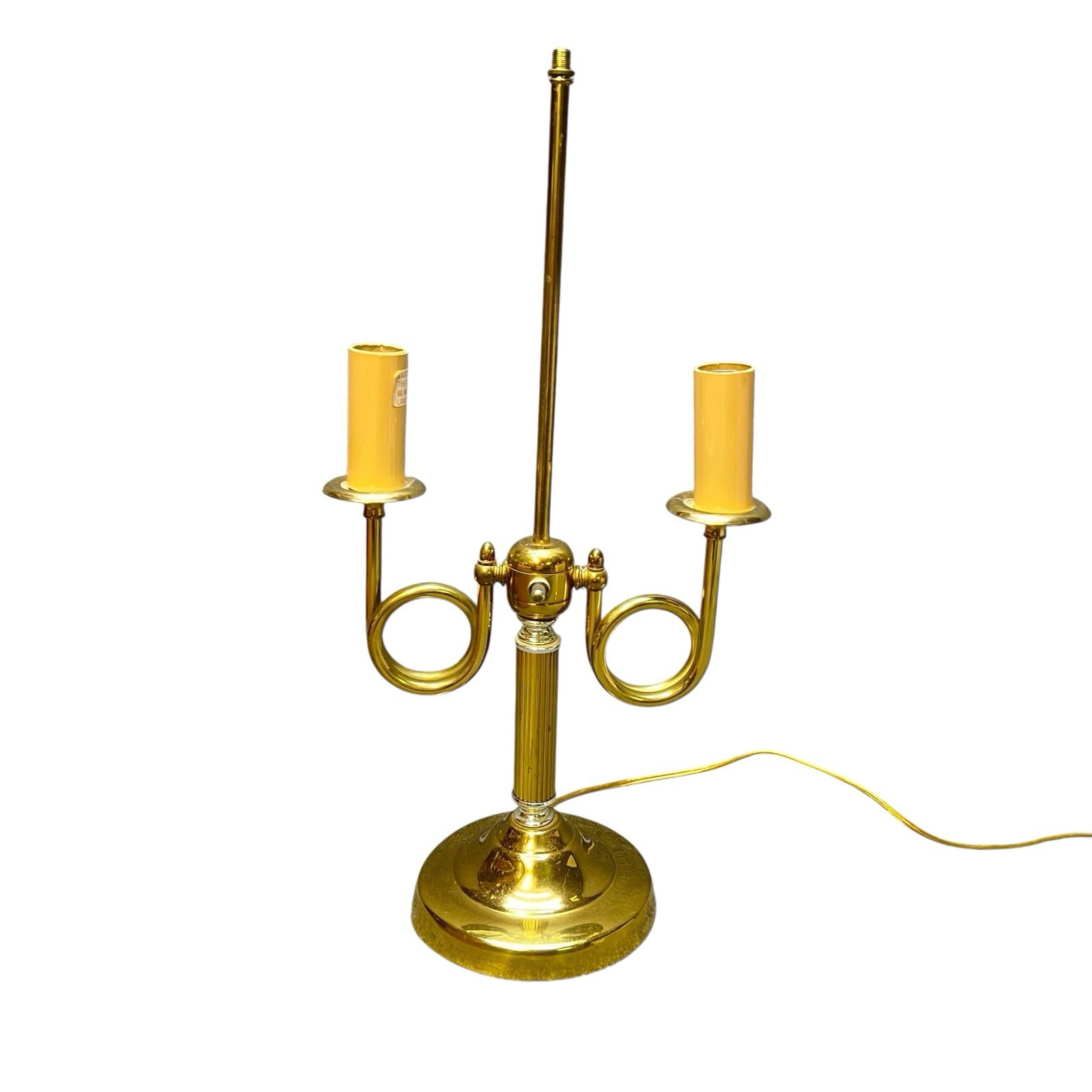 Vintage 1996 Brass Bouillotte 2 Arm French Horn Table Lamp Alsy 10”