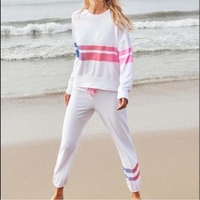 Sundry Ombre Stripe Sweatpants Jogger White Pink size 1/small NWT