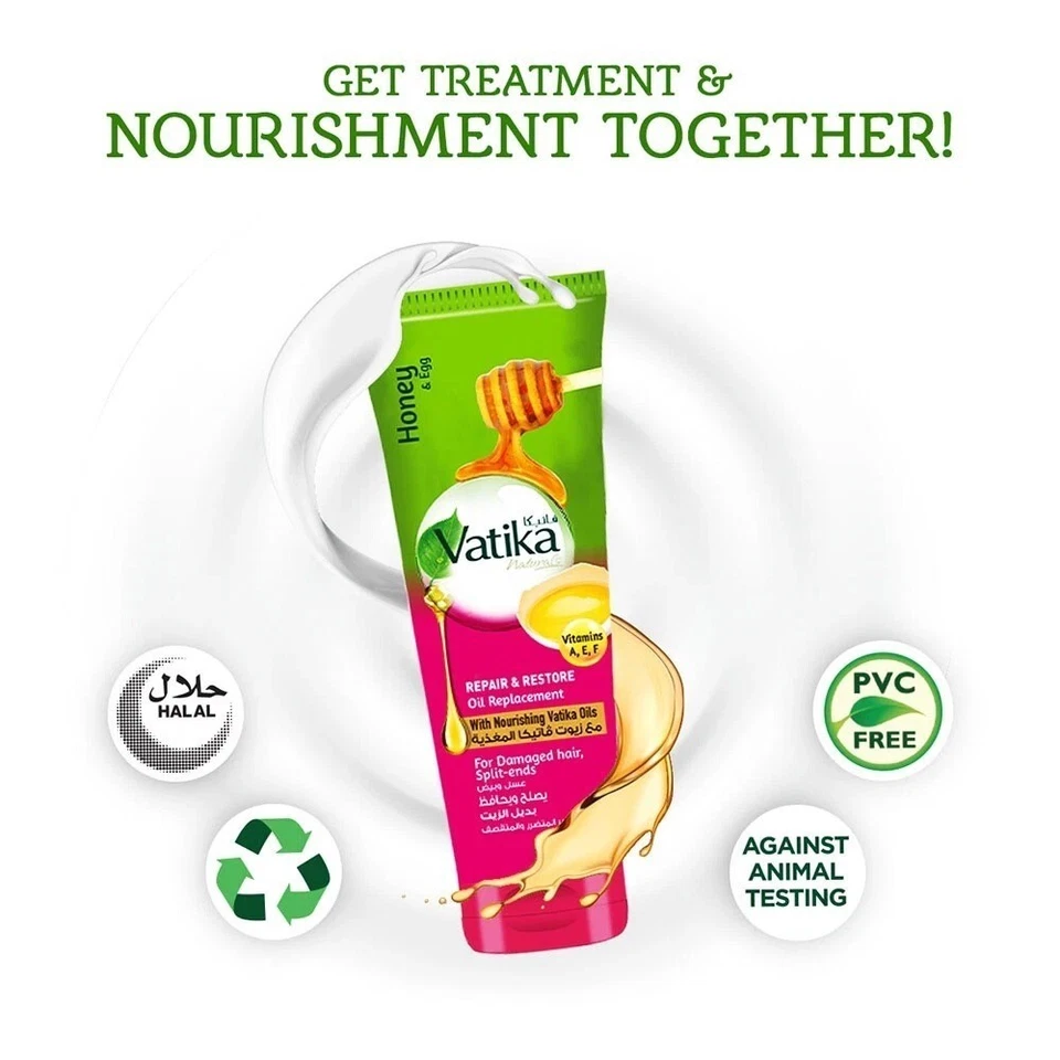 Huevo de miel de repuesto de aceite capilar Vatika Naturals para cabello dañado opaco 200 ml Foto 2 de 4