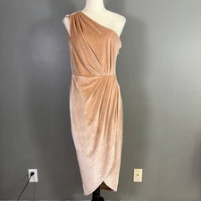 Baltic Born Kourtney One Shoulder Velvet Midi Dress L Tulip Hem Wedding Cocktail