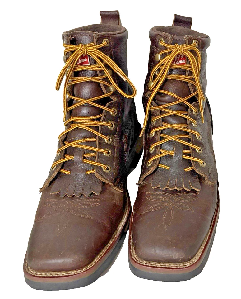 Tony Lama TLX Botas de Trabajo High Plains 8" Cuero Marrón Punta Cuadrada - Talla 12 EE Foto 2 de 4