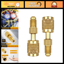 2 Pcs Brass Refrigerant Adapter 1/4" Female to Male Reverse Thread for R32 R454B