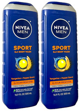 Nivea Men BOOST 3-in-1 Body Wash 24H Freshness w/Tangerine Pepper Scent-2 Pack