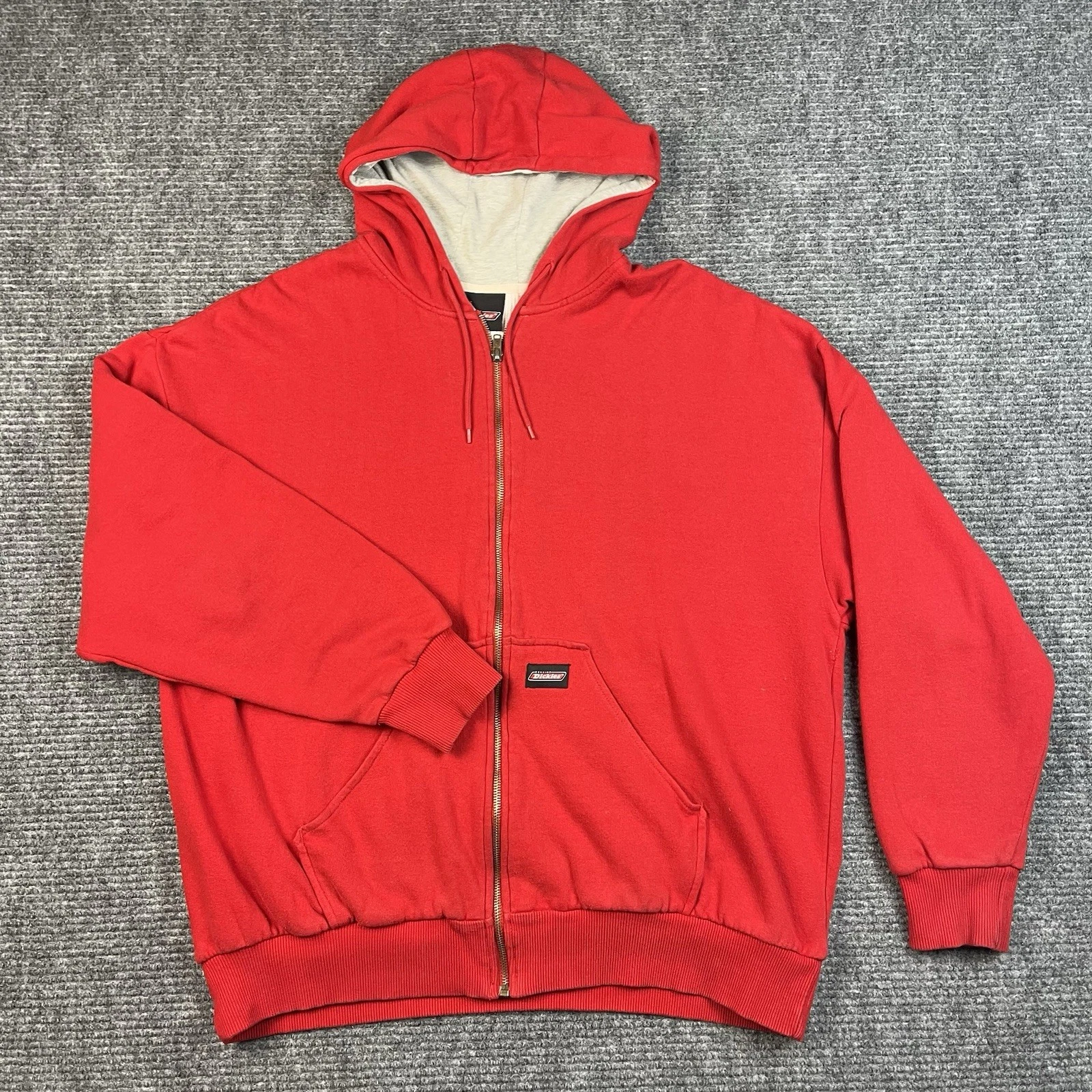 Vintage Dickies Red Waffle Thermal Lined Zip Up Hoodie Size Men's Large 90's