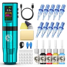 Tattoo Gun Kit, Wormhole Tattoo Kit Wireless Tattoo Machine Kit with Digital ...