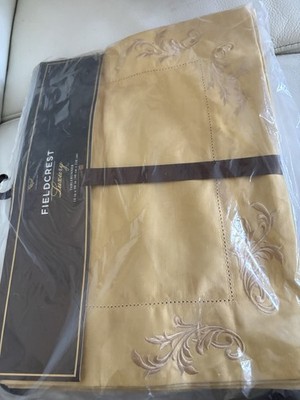 Fieldcrest Luxury Cotton-Linen Table Runner Gold Yellow 16x90  New