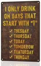 Bar Sign or Man Cave Decor 12x8  Vintage Metal Beer Signs Wall Decorations