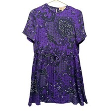 NWT Philosophy Purple Paisley Geo Dress Tunic S Drawstring Waist