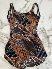 Vintage 60s MOD Ceeb Swim dress Bathing Suit Size 12 Pin Up Brown Caramel EC
