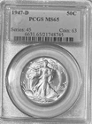 1947-D Walking Liberty PCGS MS 65 VERY BRIGHT