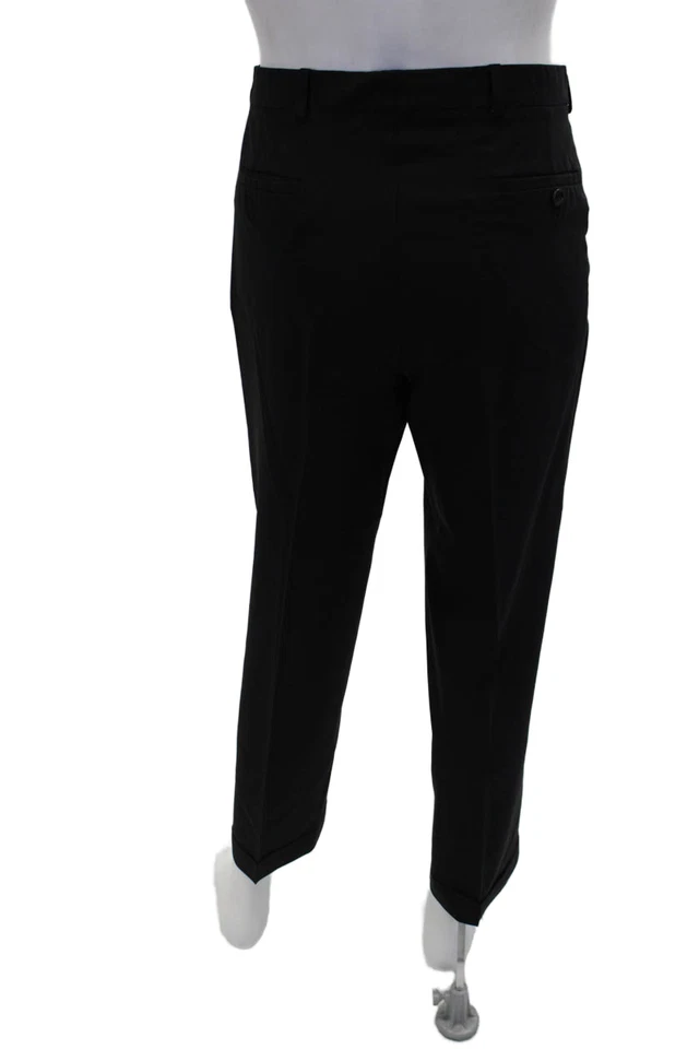 Pantalones de vestir Armani Collezioni para hombre puños arrugados pierna recta negros lana talla 3 Foto 3 de 4