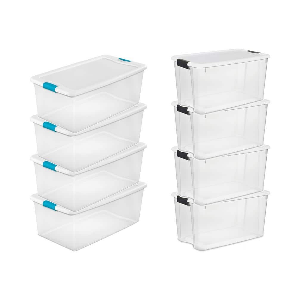 106 Qt & 70 Qt Latching Storage Containers 8-Pack Set  