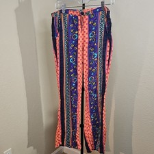 No Boundaries Womens Elastic Drawstring Floral Geometric Pants Sz L 11-13