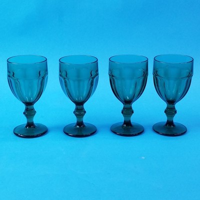 Duratuff dark green mid century Libbey stemware drinking glasses Set 4