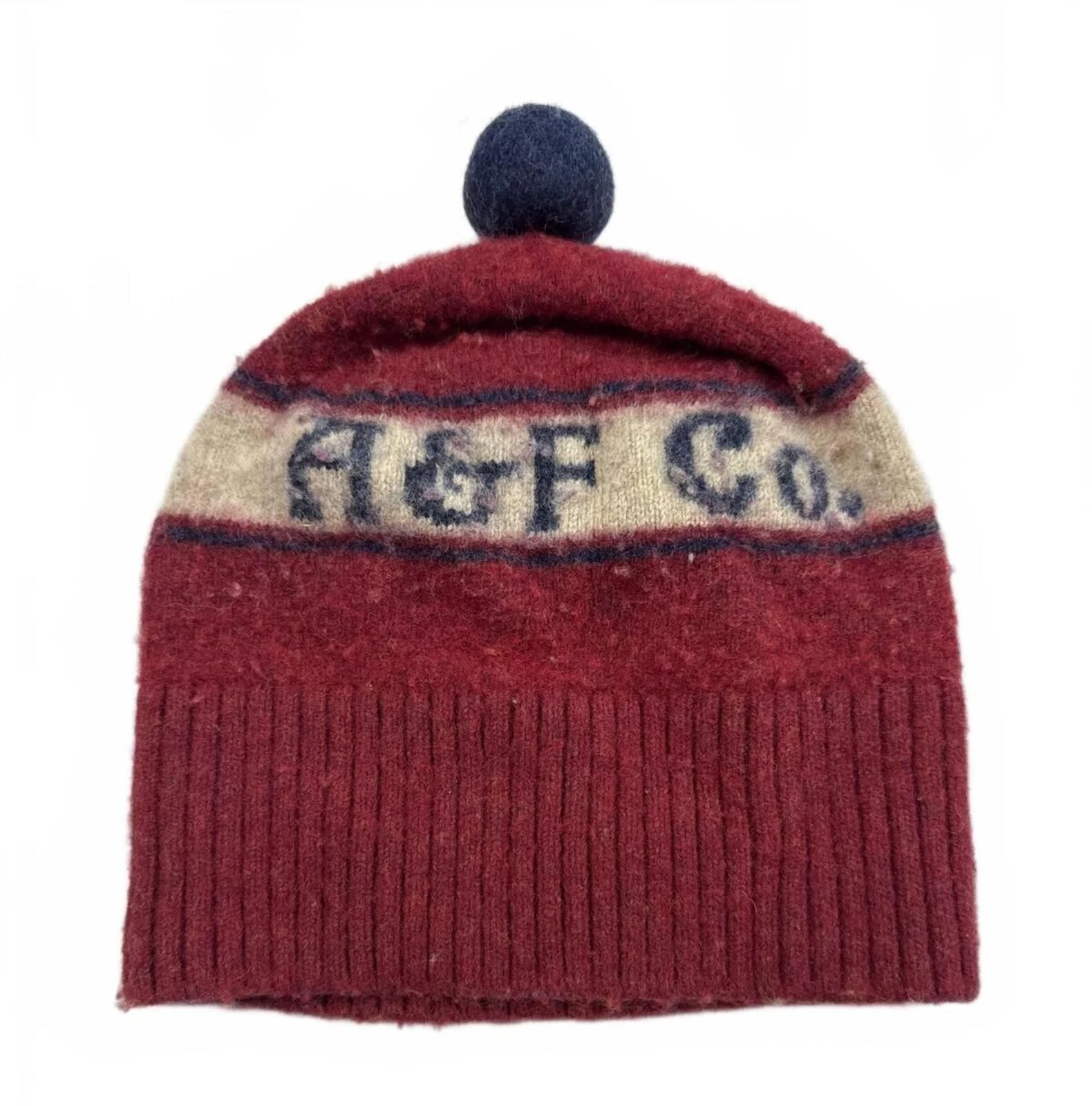 Rare A&F Co. Vintage Style Wool Pom-Pom Beanie Hat
