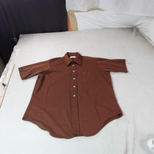 Vintage DiLorenzo Shirt Mens 48 Brown Single Stitch Short Sleeve Button Visa Top