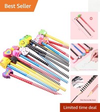 12 Eco-Friendly Pencils for Kids with Cute Animal Eraser Toppers - Perfect Gift