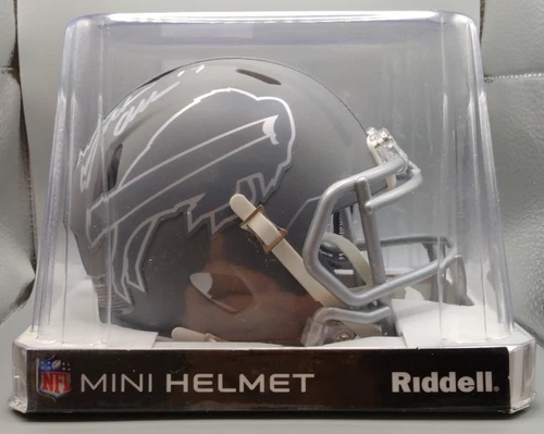 JOSH ALLEN SIGNED AUTOGRAPHED BUFFALO BILLS SLATE MINI HELMET COA #PC486331 AUTO