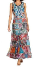 JOHNNY WAS Multicolor Zoie Mesh Maxi Dress Sz XL 648