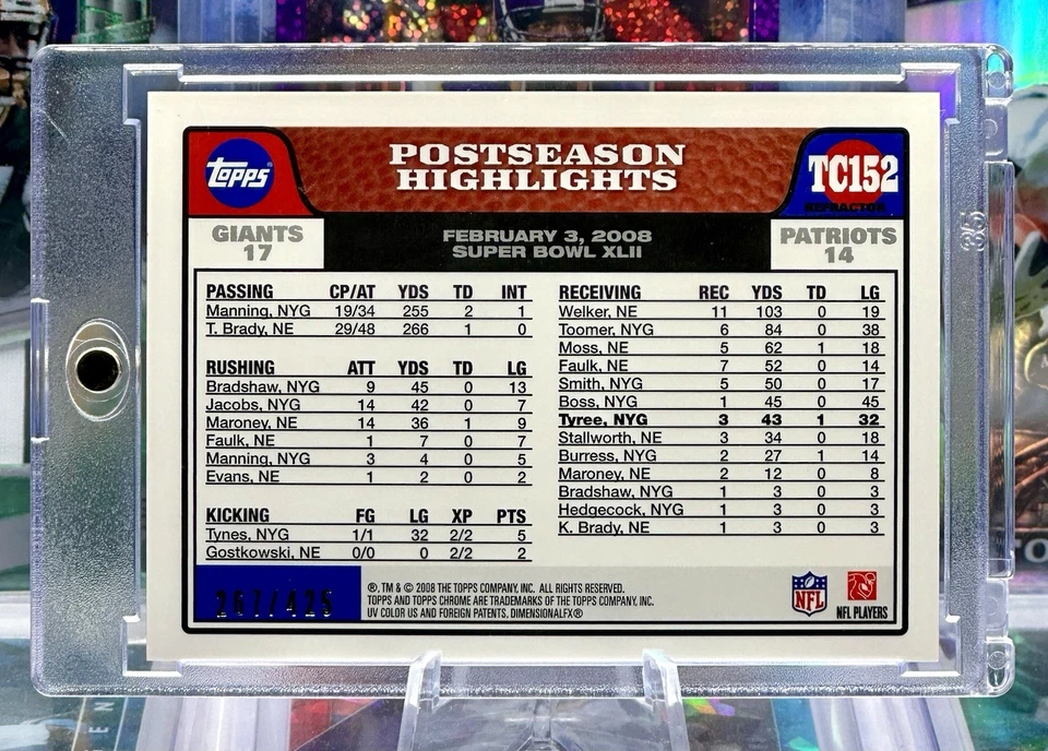 2008 Topps cromo bronce/425 refractor “The Catch” David Tyree New York Giants Foto 2 de 2