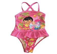 Y2K Nickelodeon Dora the Explorer Swimsuit 12M Boots One Piece Pink Beach