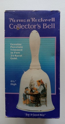 Norman Rockwell 1985 Sammler Porzellan, Goldrand Glocke "For A Good Boy" Box - Bild 1 von 20