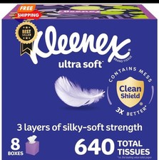 Kleenex Ultra Soft Facial Tissues, 8 Cube 80 Tissues Pack of 8 , White